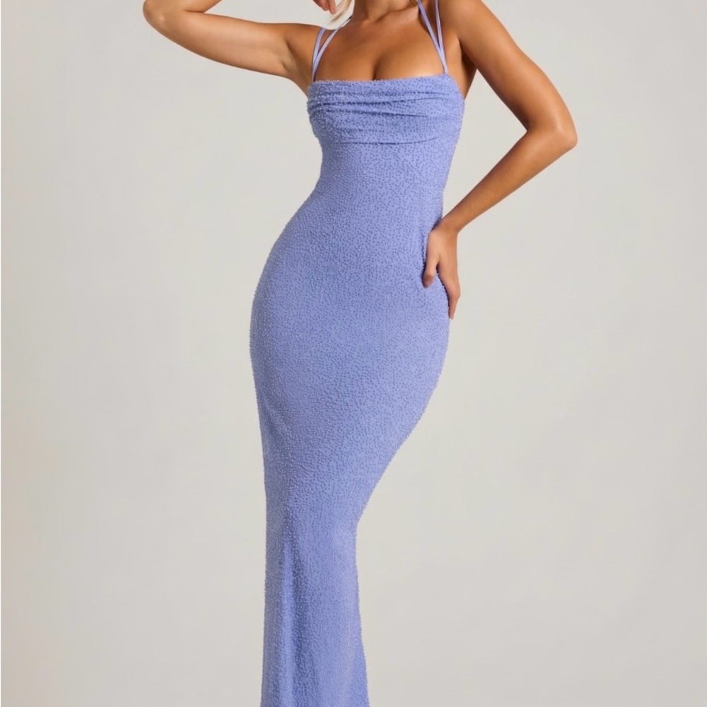 Oh Polly Lilac Textured Maxi Dress